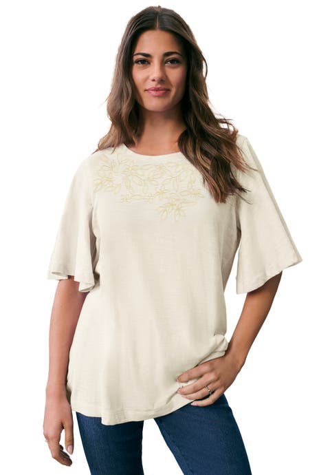 Plus Size Embroidered Slub Tee
