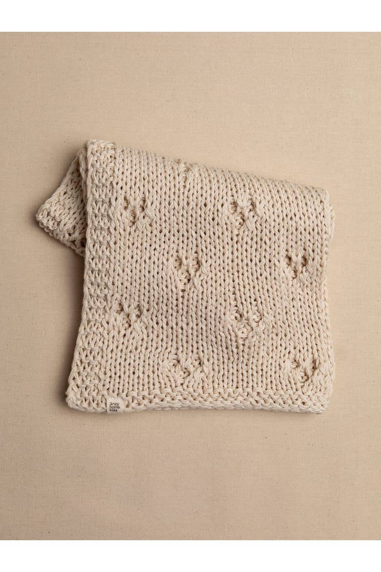 Baby Blanket Hand-Knitted Pointelle, Alternate, color, Sand