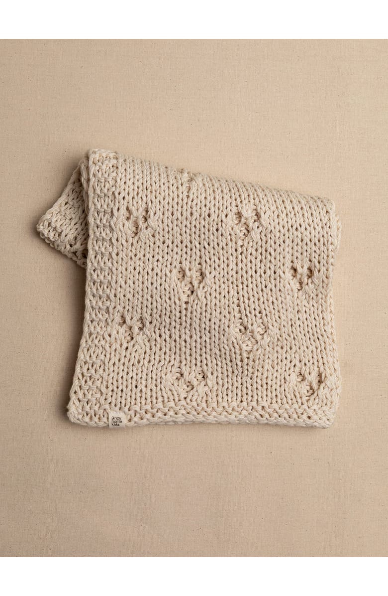 Anzy Home Baby Blanket Hand-Knitted Pointelle, Alternate, color, Sand