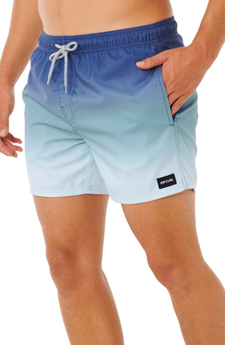 Rip Curl Offset Faded Volley Swim Trunks, Alternate, color, Light Navy