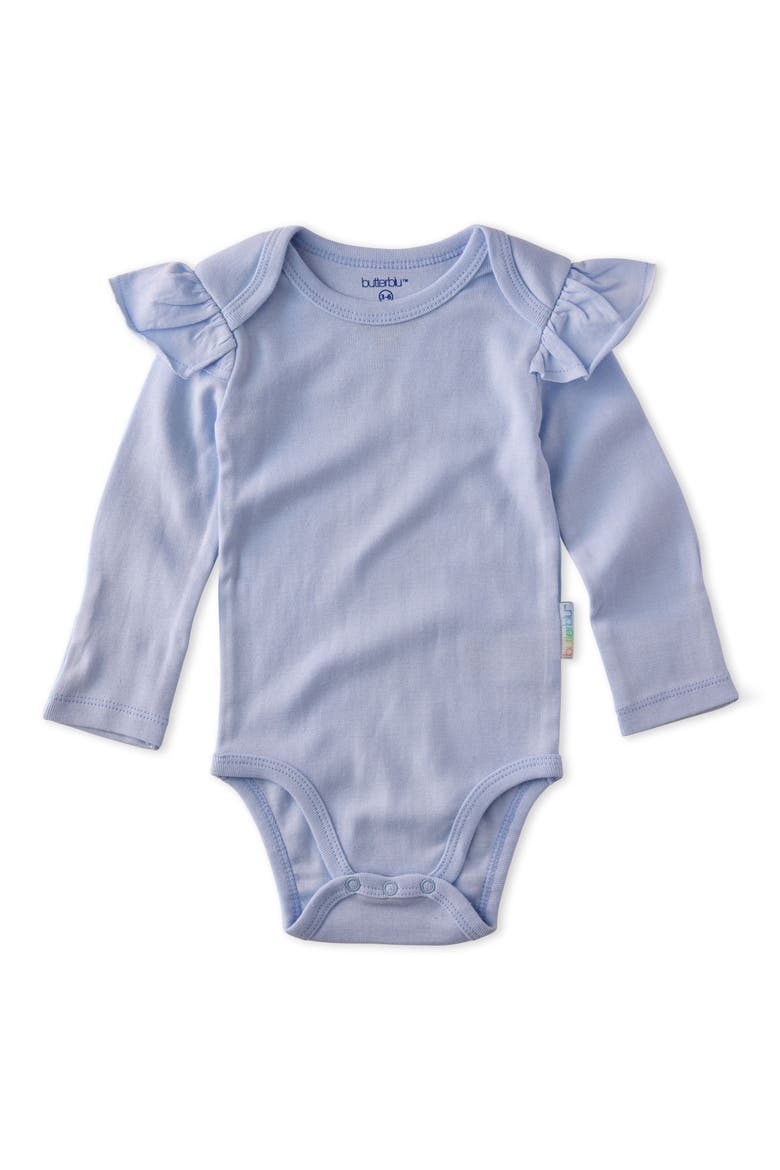 Ashley Ruffle Long Sleeve Organic Cotton Assorted 5-Pack Bodysuits, Alternate, color, FROST