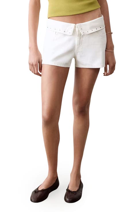 Low Rise Stud Denim Shorts