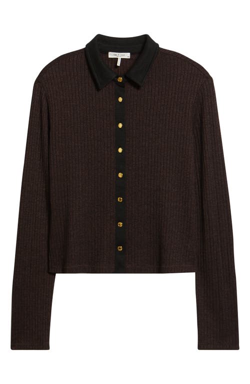 Rag & Bone Contrast Trim Rib Button-up Shirt In Brown