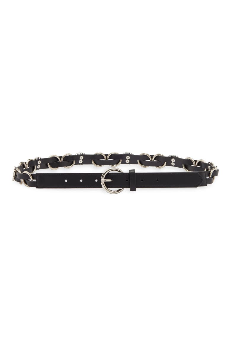 Metal Ring Belt, Main, color, BLACK SILVER