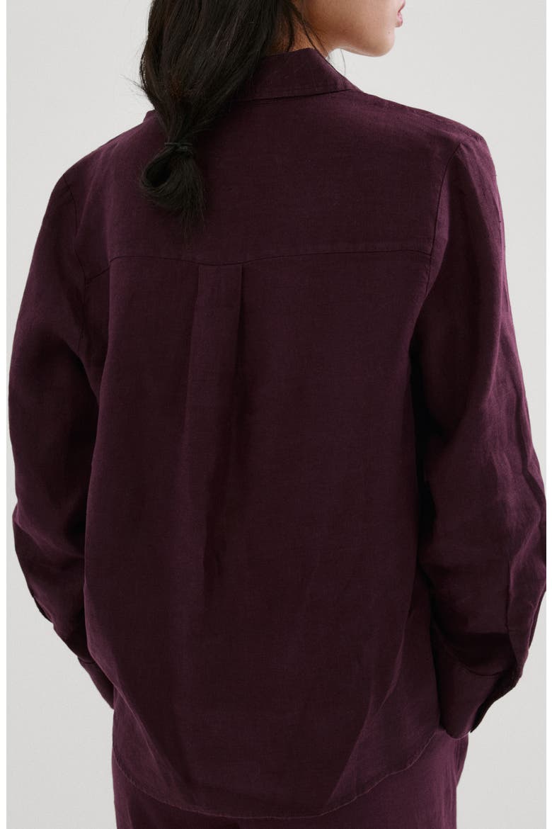 Linen Button-Up Shirt, Alternate, color, PLUM