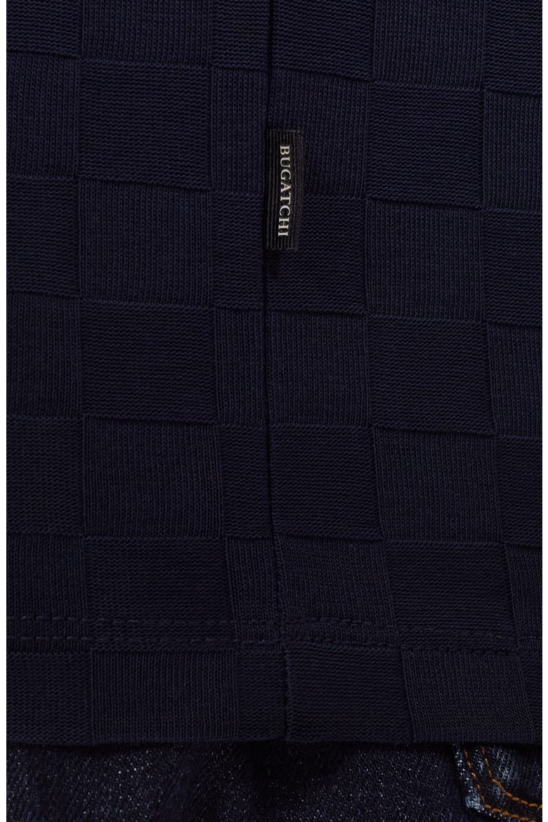 Crewneck Jacquard Checkerboard T-Shirt, Alternate, color, NAVY