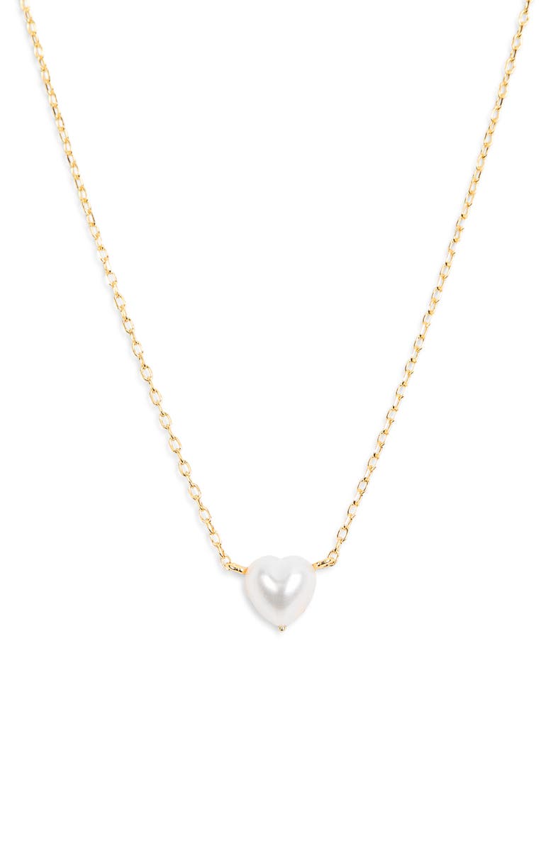 Argento Vivo Sterling Silver Faux Pearl Heart Pendant Necklace, Alternate, color,