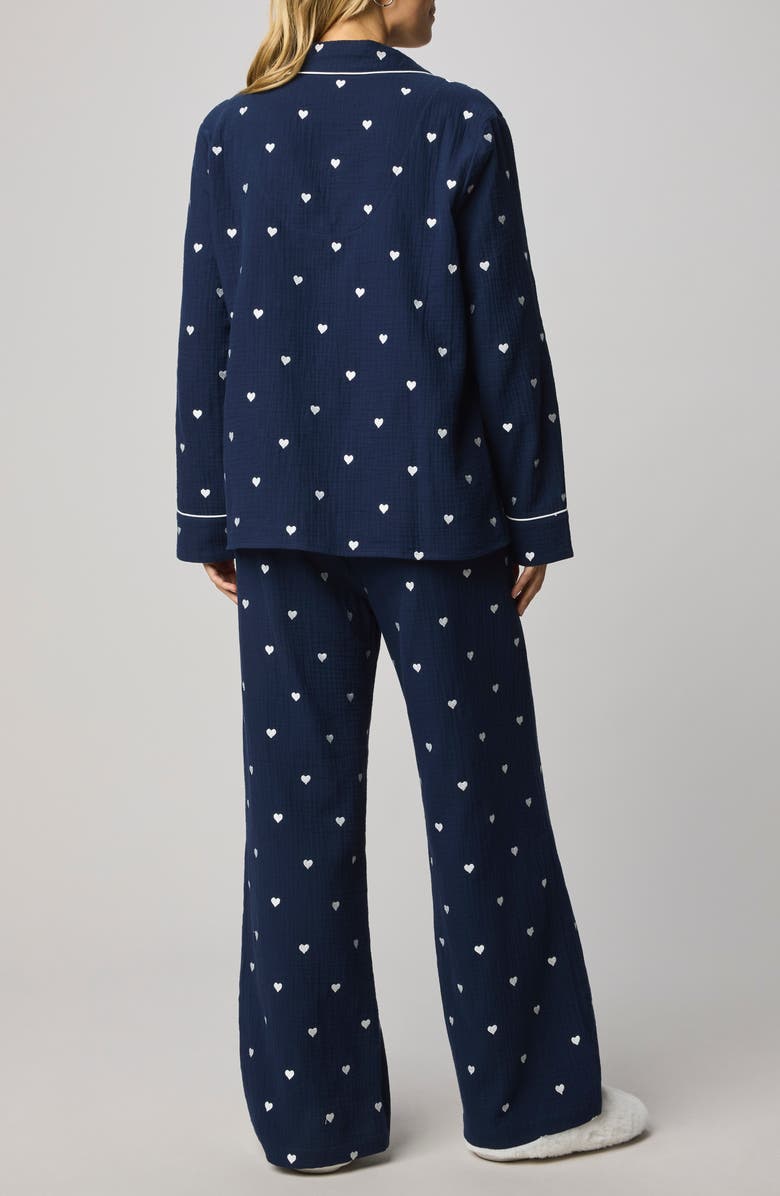 Splendid Lottie Love Cotton Gauze Pajamas, Alternate, color, Navy Blue/ White