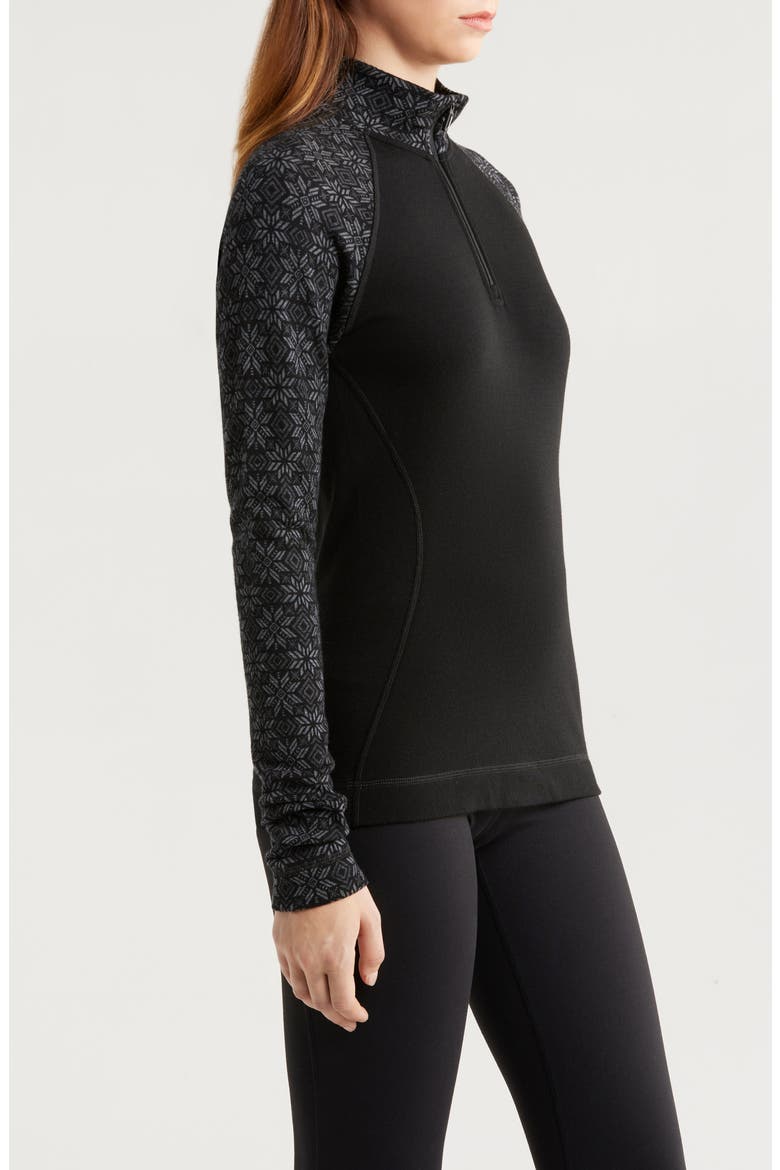 Classic Themal Merino Wool Base Layer Quarter Zip Top, Alternate, color, BLACK DIGI SNOW