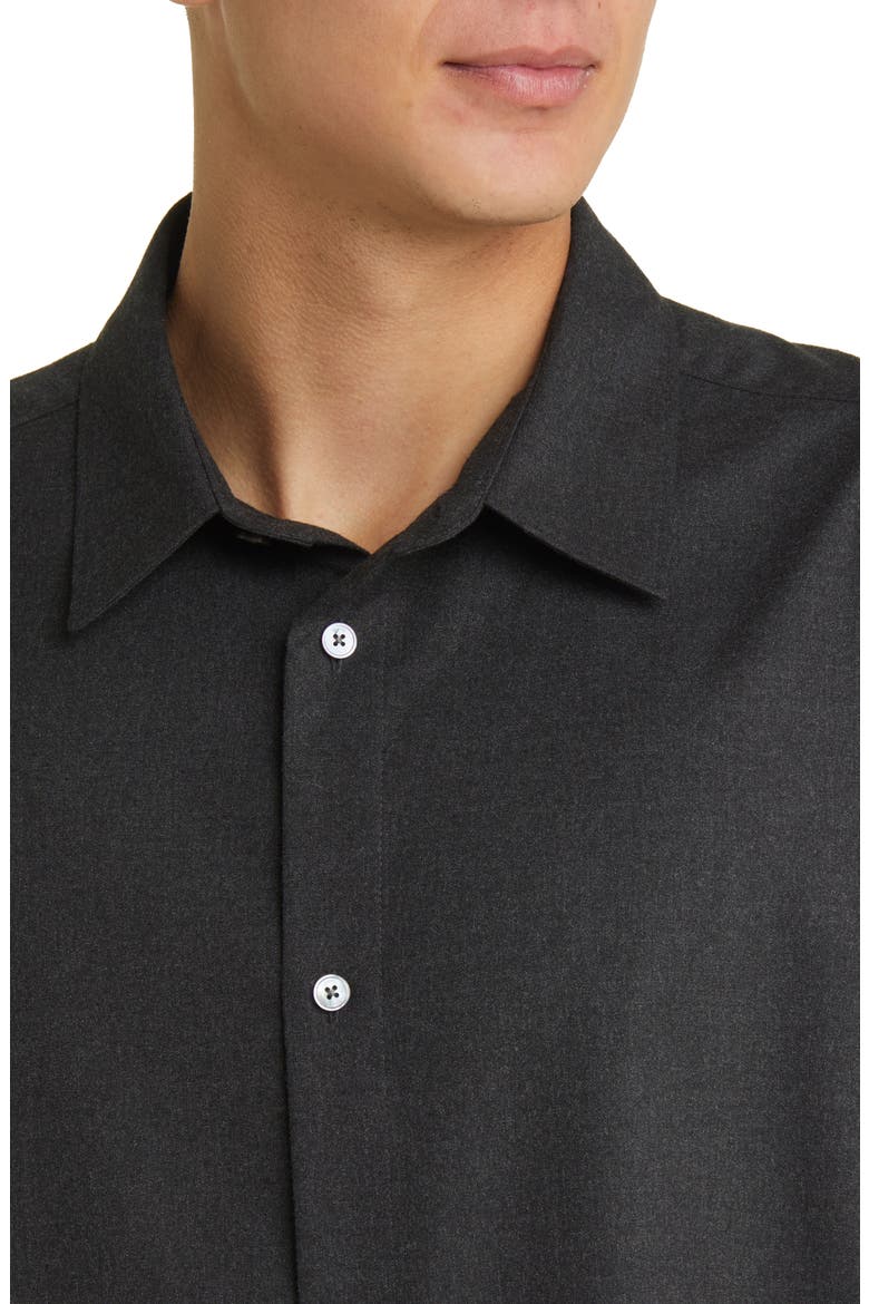 Brushed Flannel Button-Up Shirt, Alternate, color, CHARCOAL