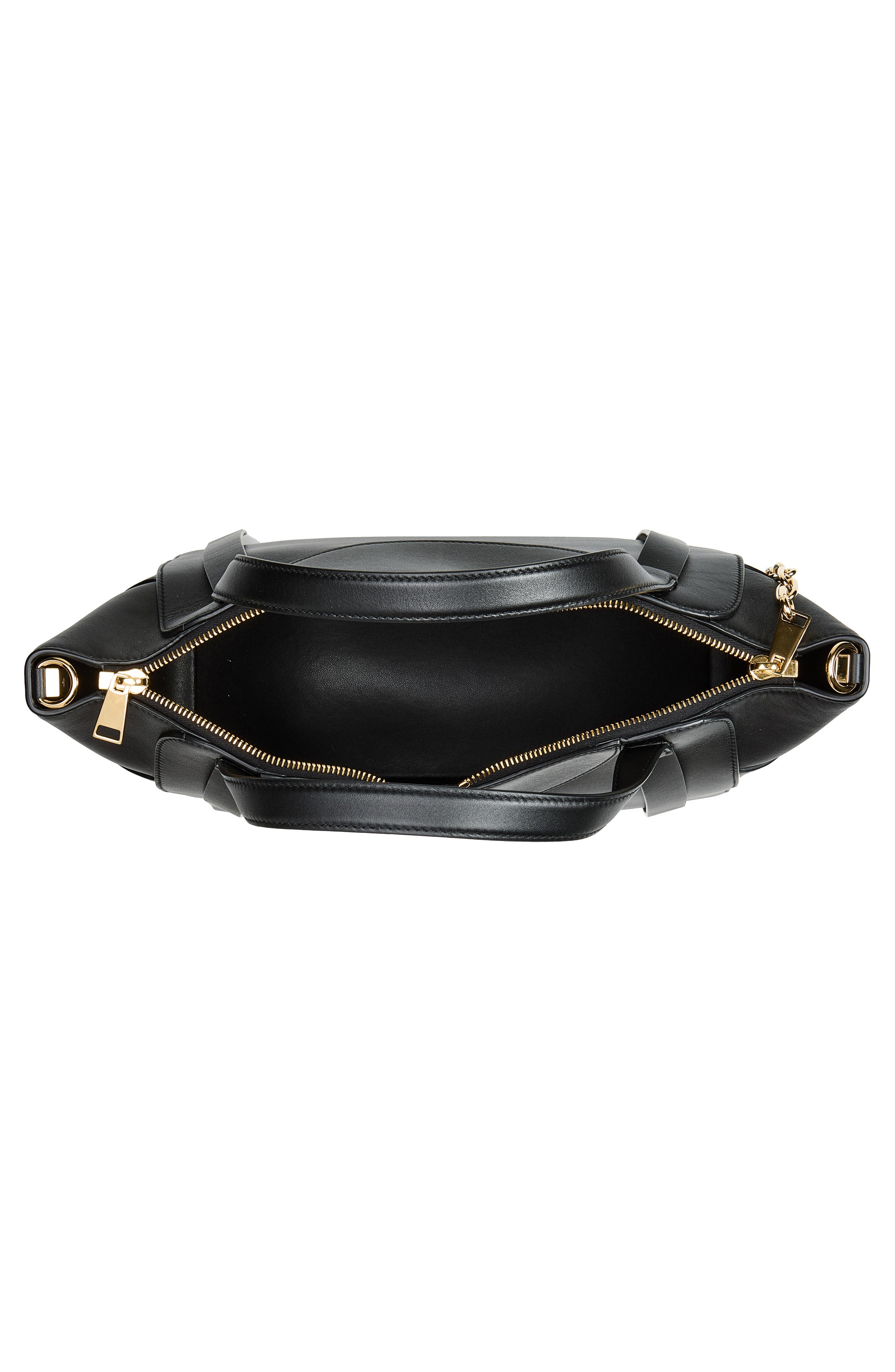 Small Facet Leather Tote, Alternate, color, 001-BLACK