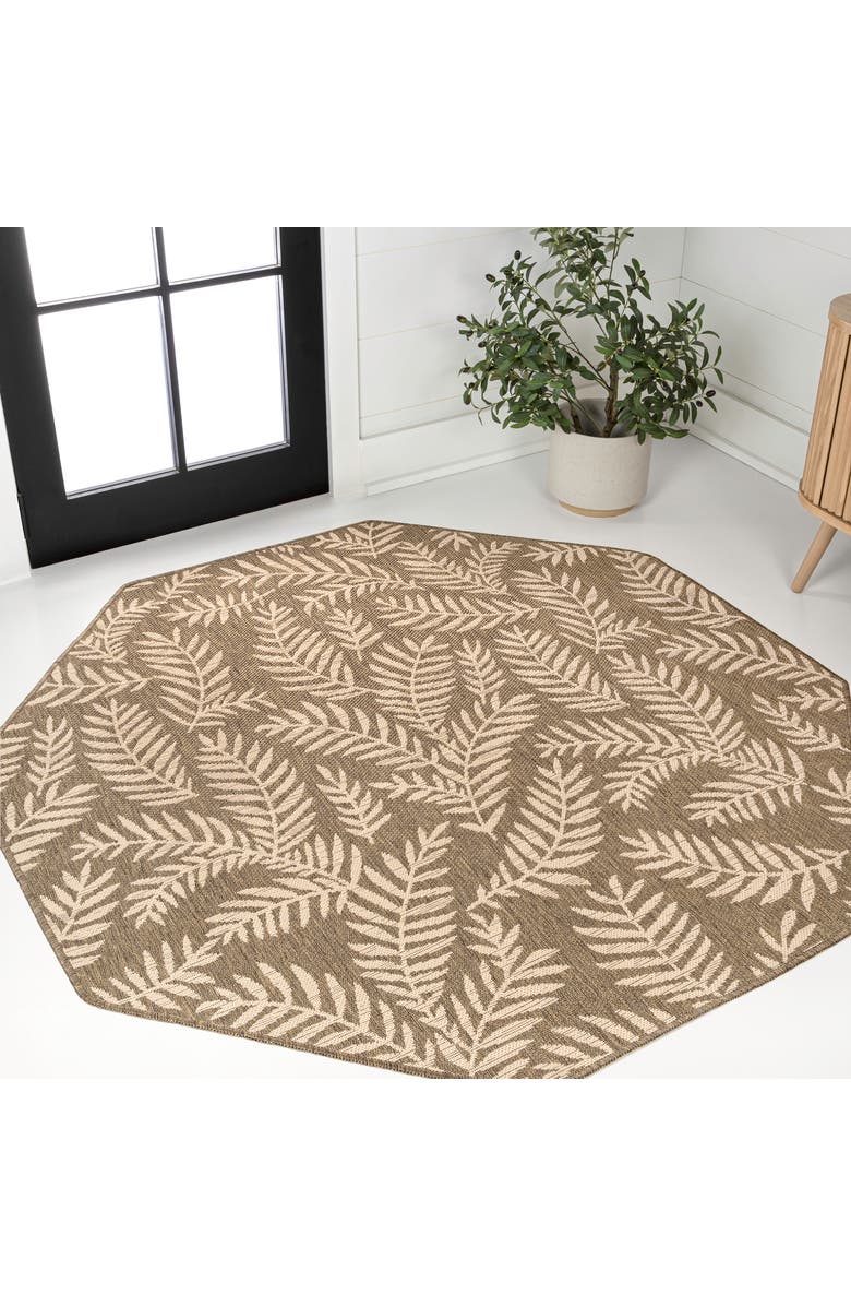 JONATHAN Y Nevis Palm Frond Octagon Indoor/Outdoor Area Rug, Alternate, color, Brown/Beige