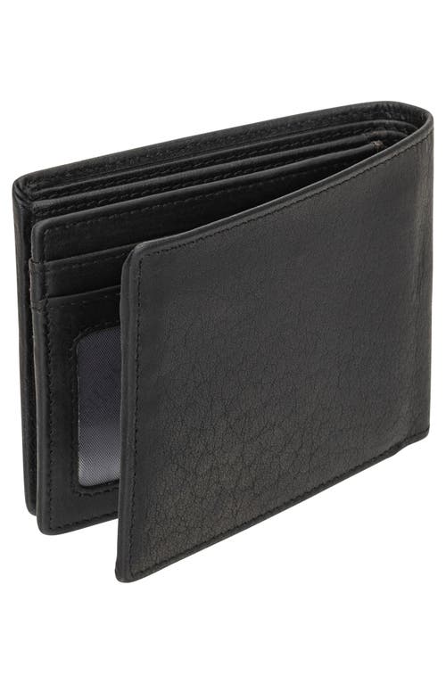 Mancini Buffalo Rfid Center Wing Wallet With Coin Pocket In Black