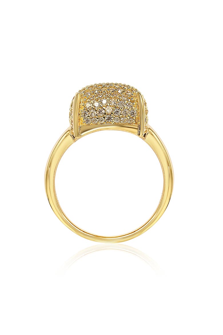 Yellow-Tone Sterling Silver Prong Set Cushion Shape Pave CZ Ring, Alternate, color, YELLOW