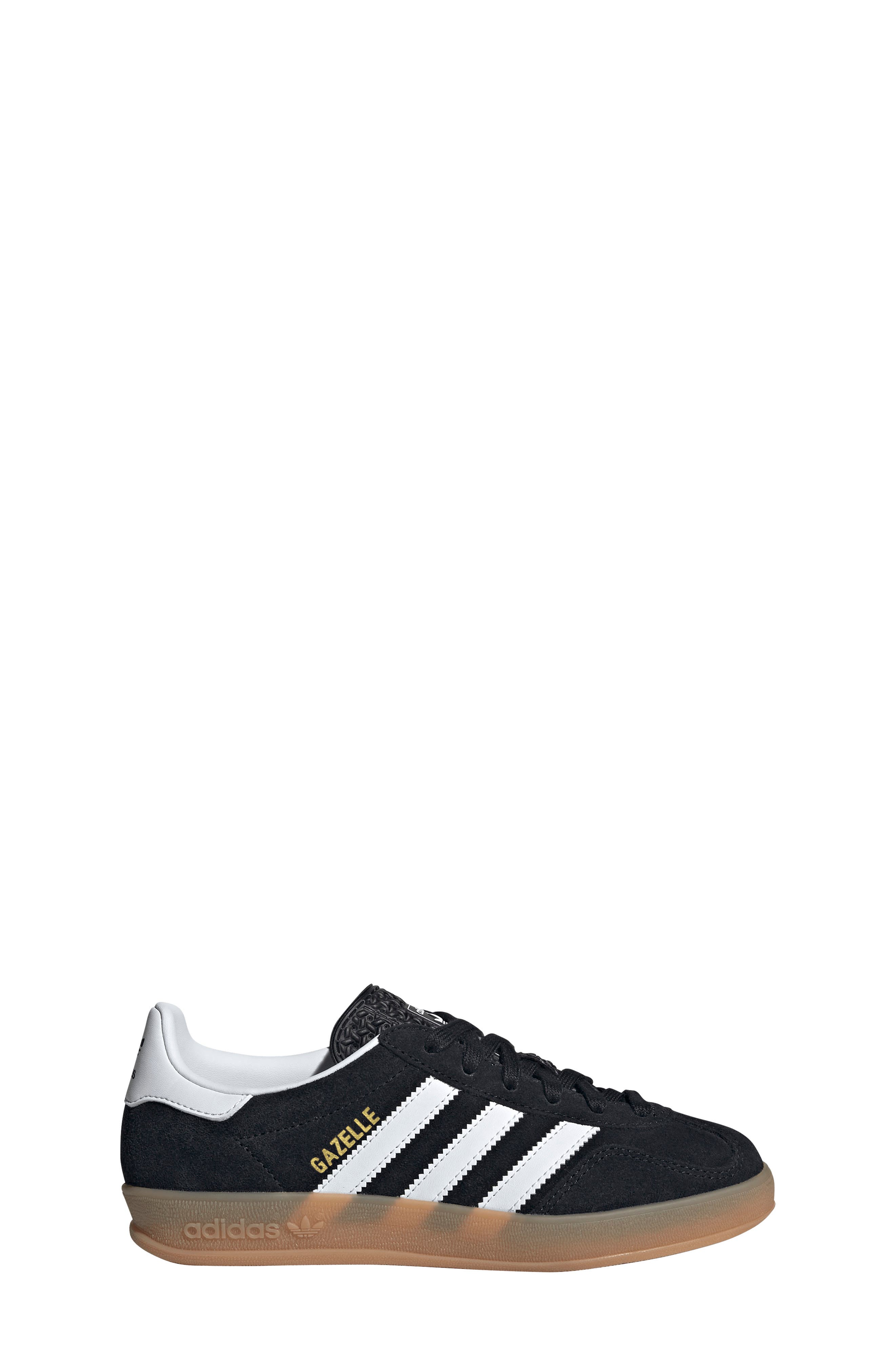 adidas Kids&#x27; Gazelle Indoor Sneaker, Alternate, color, Black/ White/ Gum
