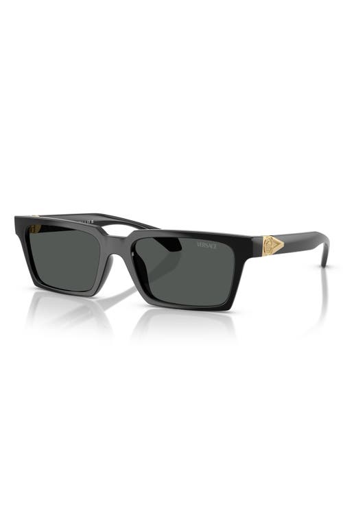 Versace 55mm Rectangular Sunglasses In Black
