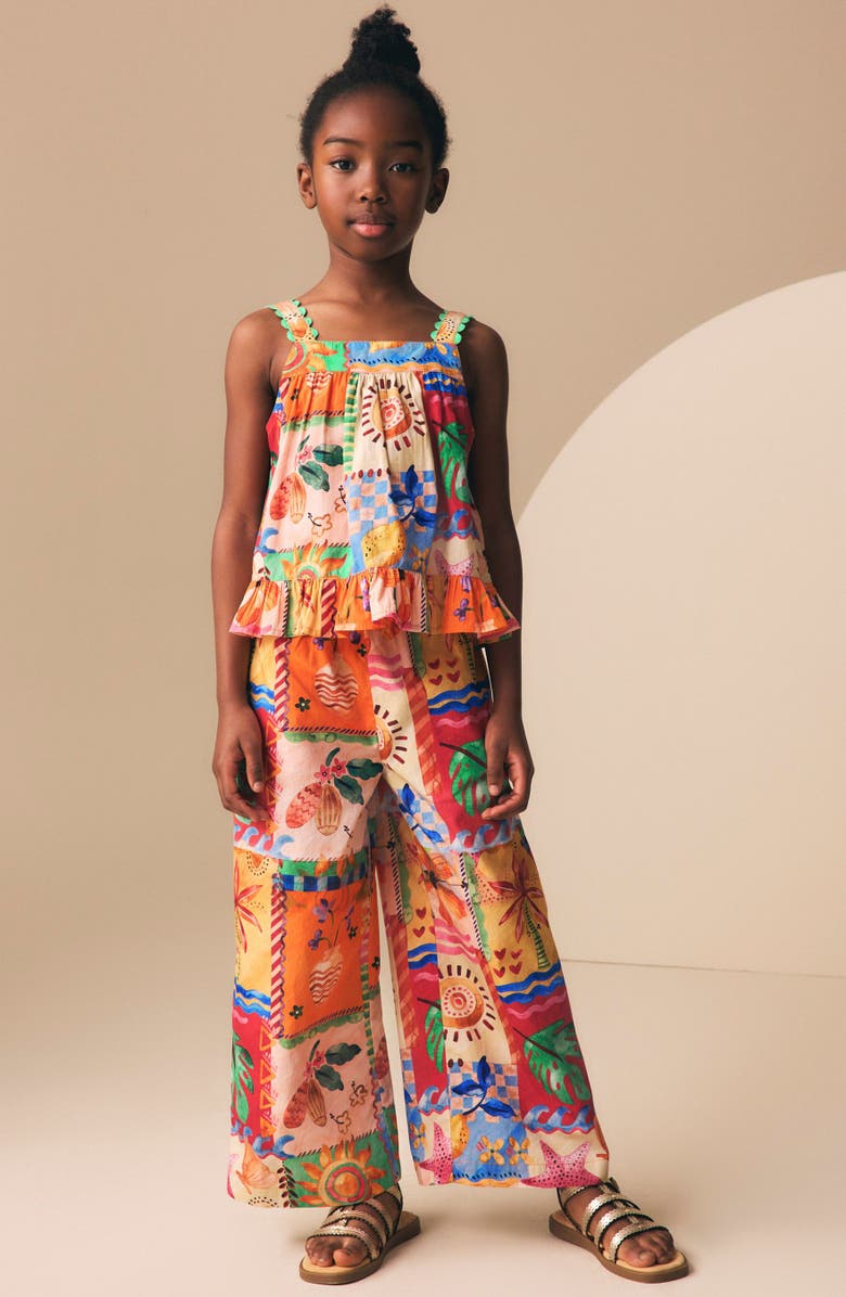 NEXT Kids' Postcard Print Tank & Wide Leg Pants Set, Alternate, color, Red