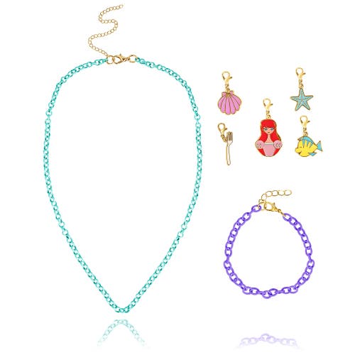 Disney Princess And The Little Mermaid Necklace, Bracelet, And Charms Set In Blue