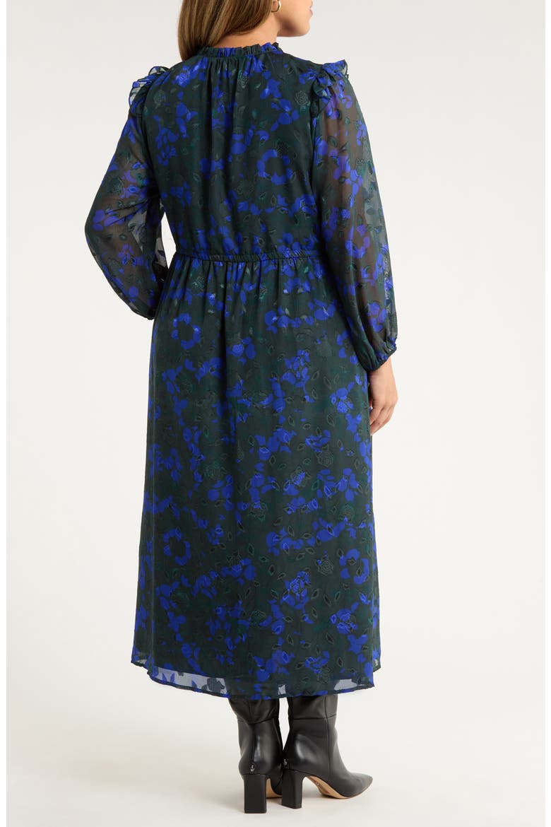 Sweetwater Floral Print Organza Dress, Alternate, color, EMERALD-BLUE