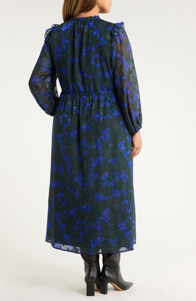 SUGARLIPS Sweetwater Floral Print Organza Dress, Alternate, color, Emerald-Blue