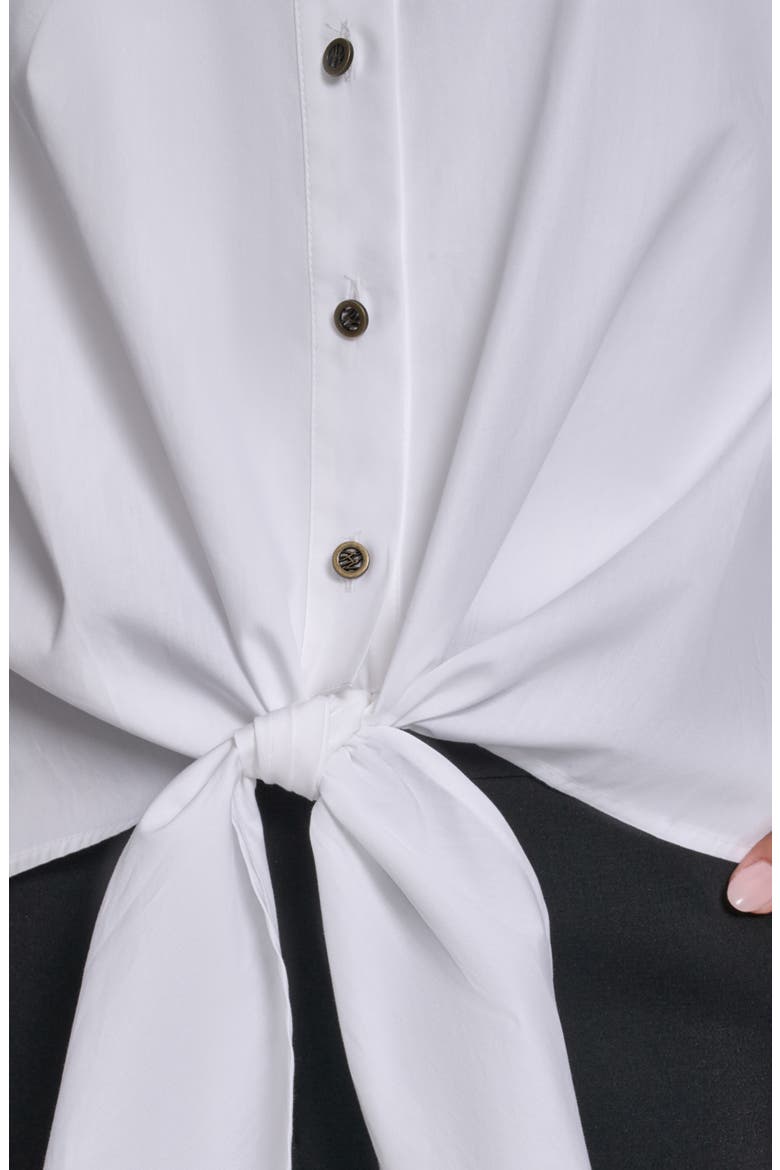 Lace Inset Front Tie Shirt, Alternate, color, WHITE