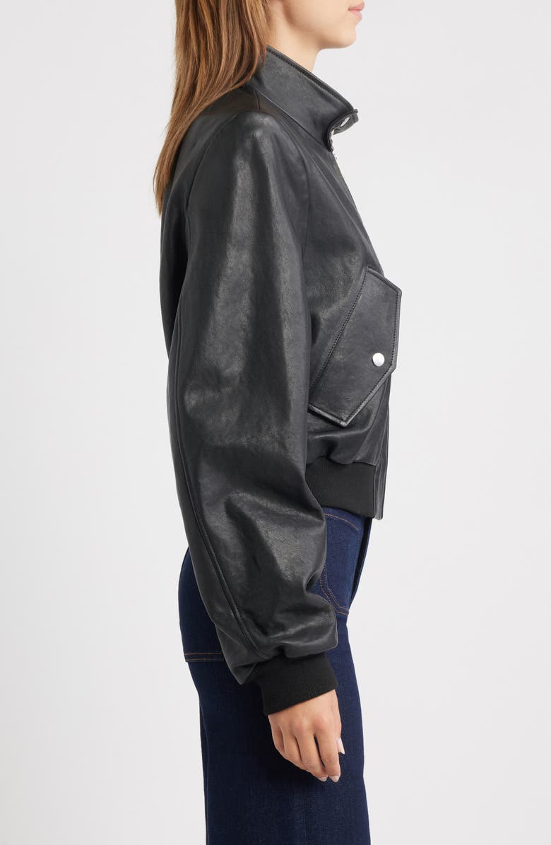 FRAME The Harrington Leather Bomber, Alternate, color, Black