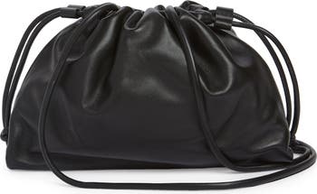 Treasure & store Bond Purse Black Pebble Leather Drawstring Bucket Crossbody Handbag