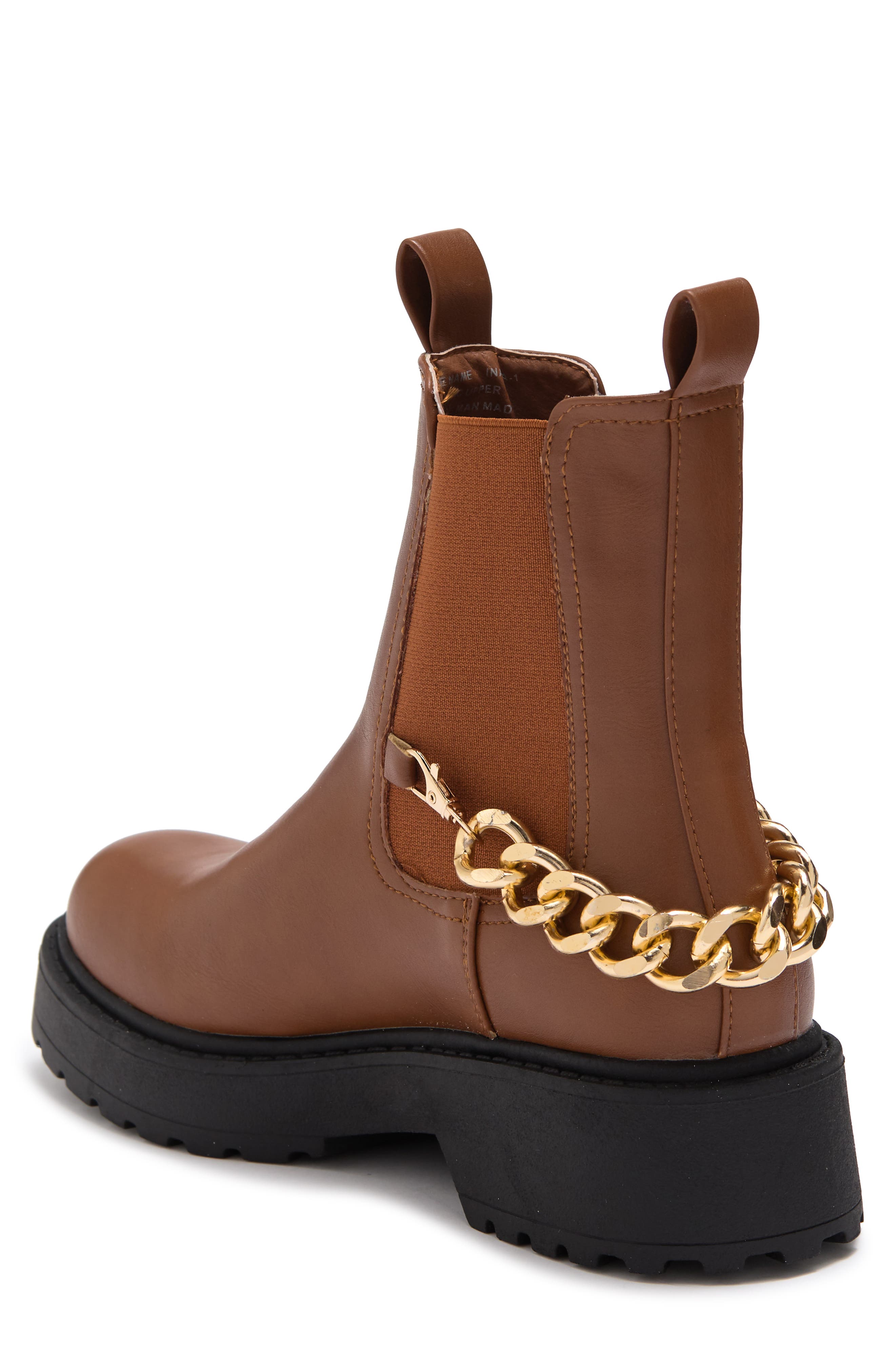 CHASE AND CHLOE ́ Chain Trimmed Chelsea Boot, Alternate, color, Tan Pu