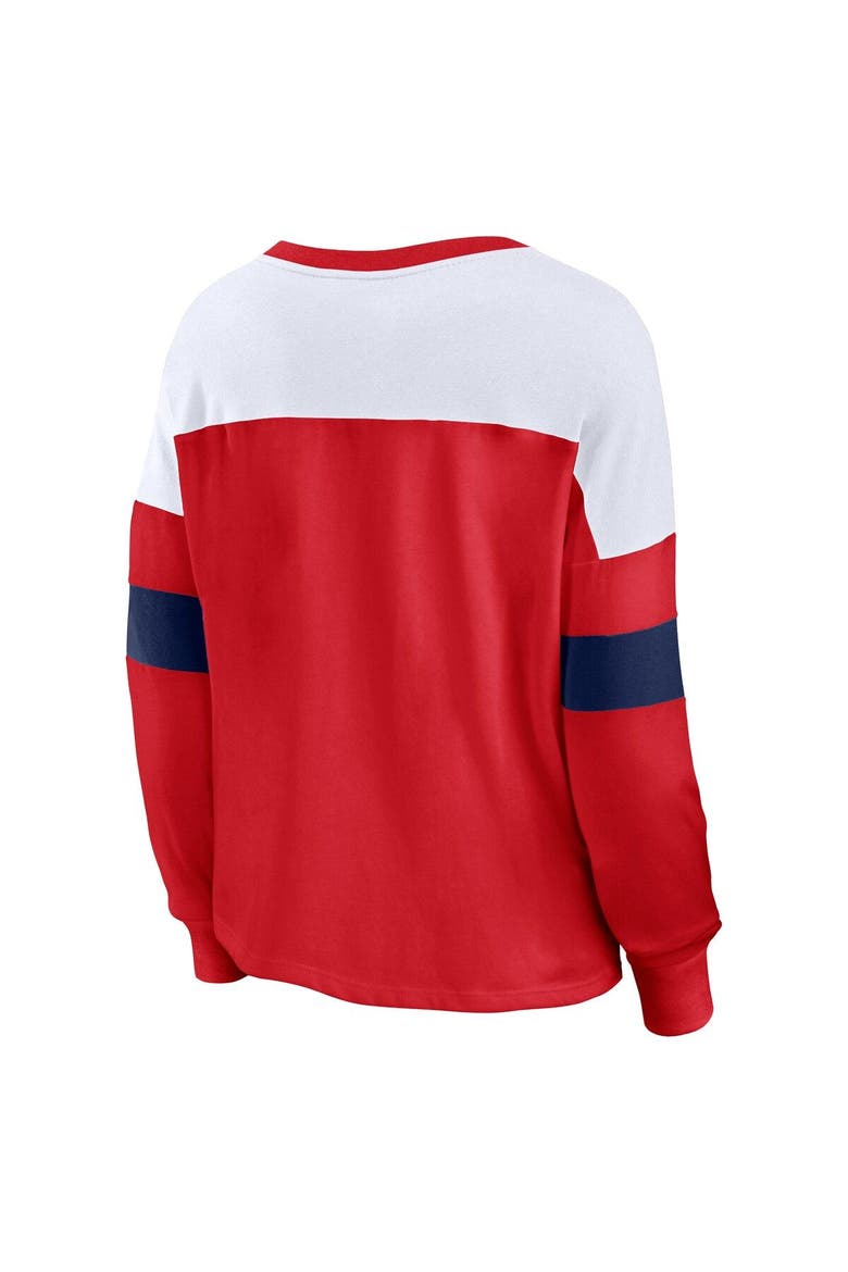 Women's Fanatics Branded Red/White St. Louis Cardinals Even Match Lace-Up Long Sleeve V-Neck T-Shirt, Alternate, color, Red