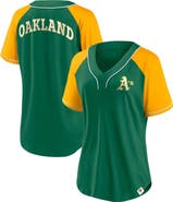FANATICS Women's Fanatics Green Oakland Athletics Cooperstown Collection Bunt Raglan V-Neck T-Shirt