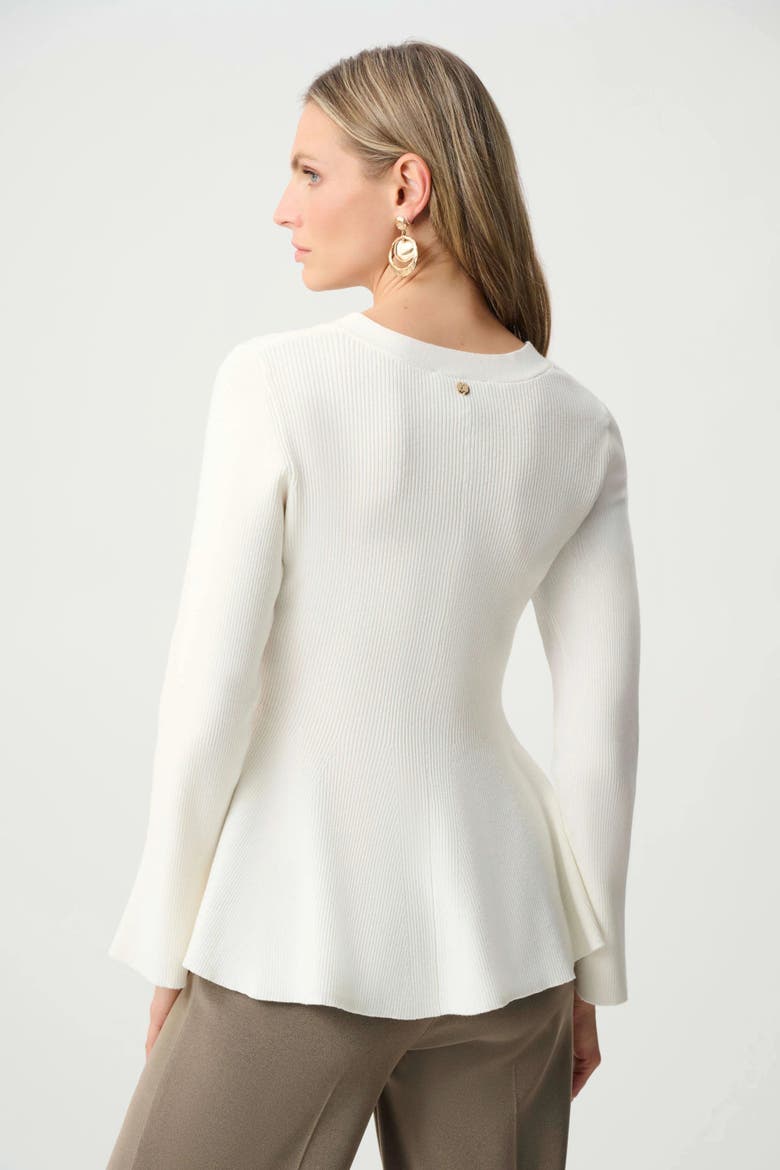 Cotton Knit Fit And Flare Peplum Cardigan, Alternate, color, winer white