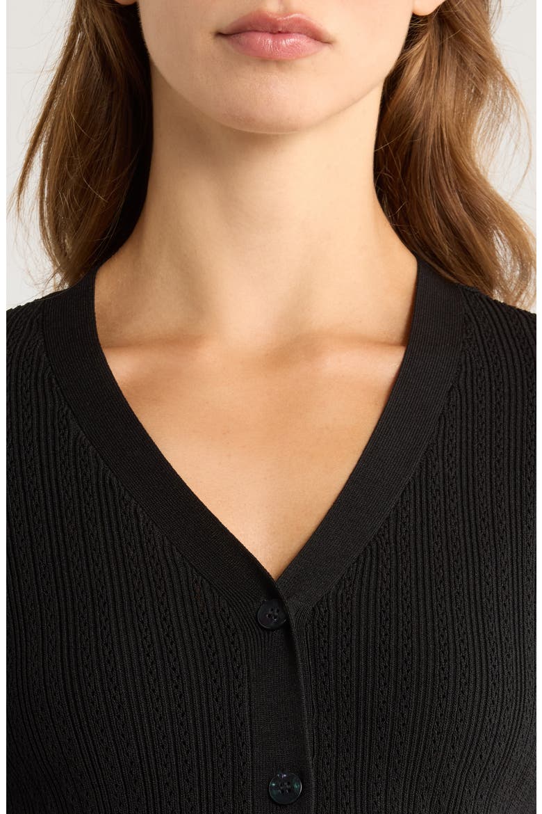 Pointelle Cardigan, Alternate, color, RICH BLACK