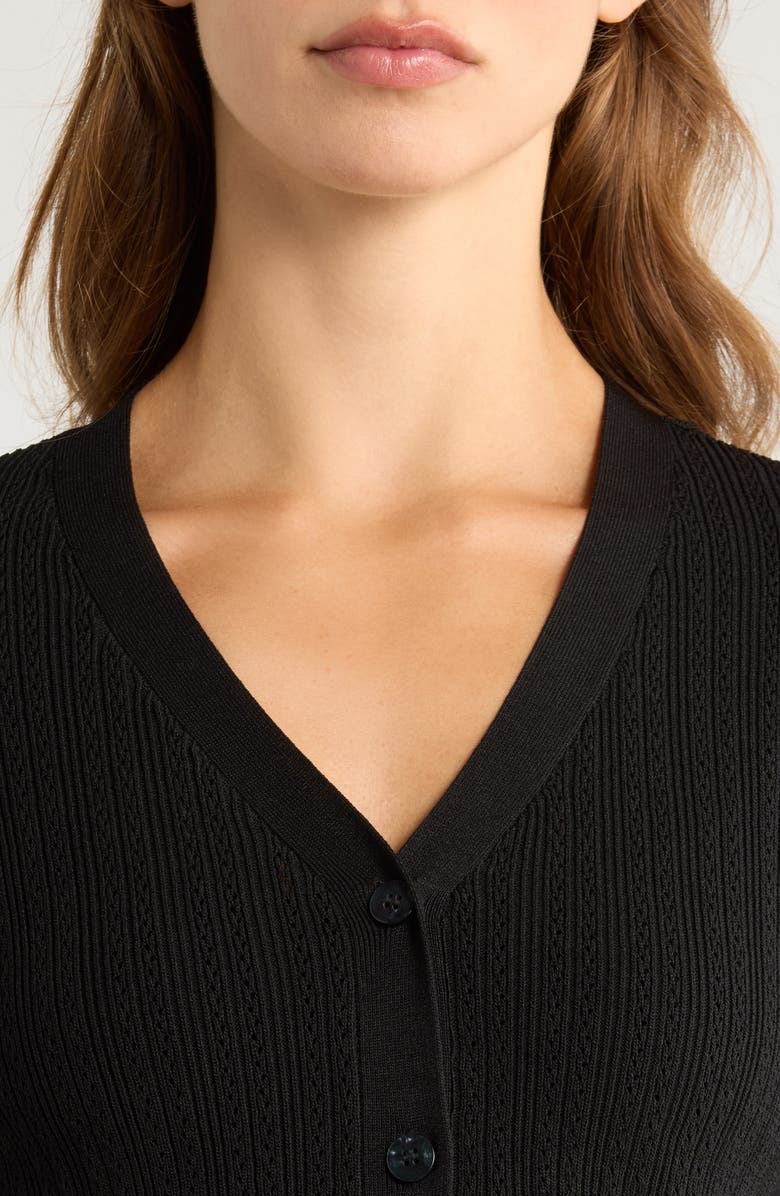 Ted Baker Pointelle Cardigan, Alternate, color, Rich Black