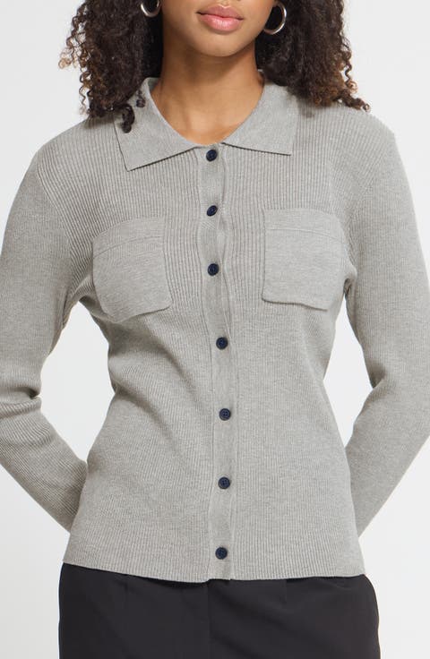 Rib Polo Cardigan