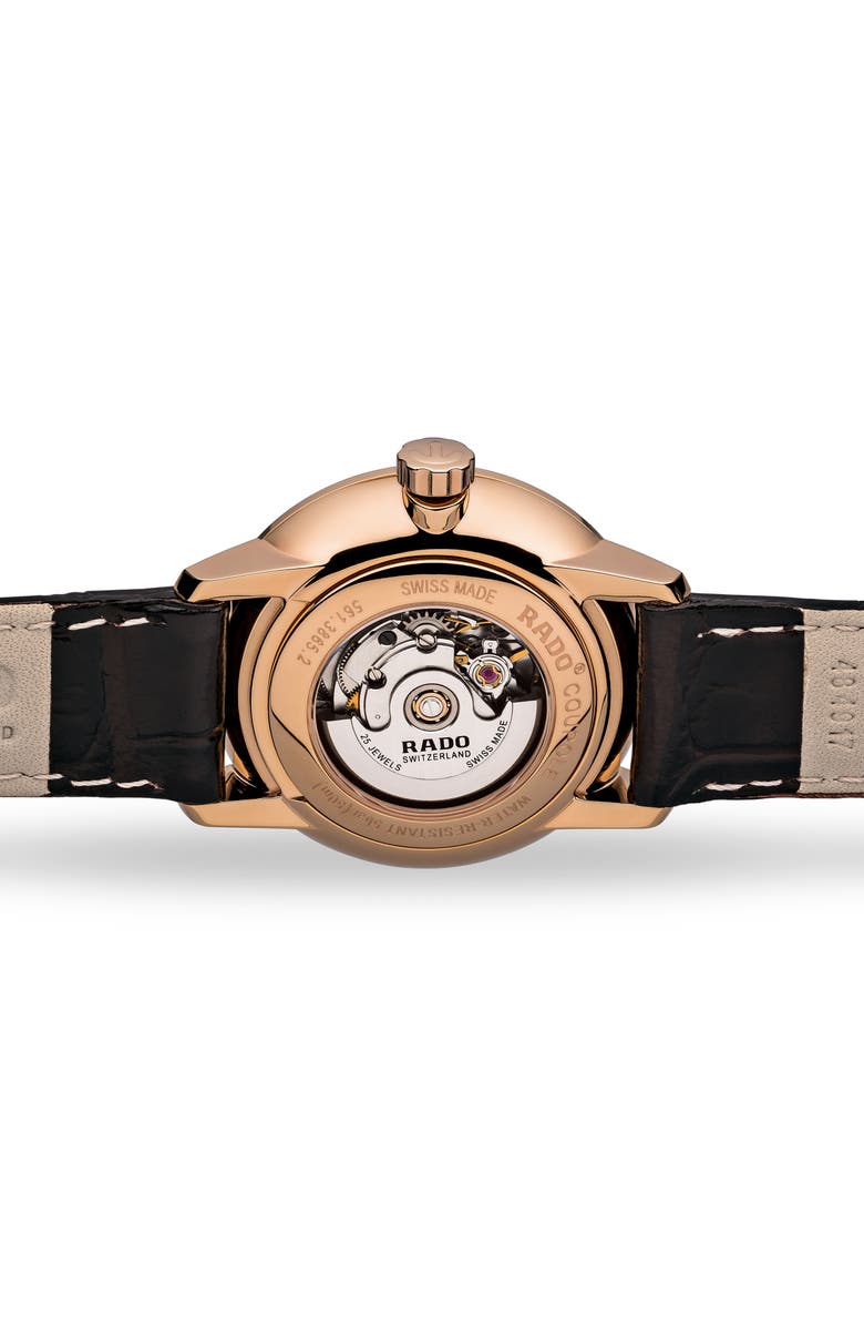 RADO Coupole Classic Diamond Leather Strap Watch, 32mm, Alternate, color,