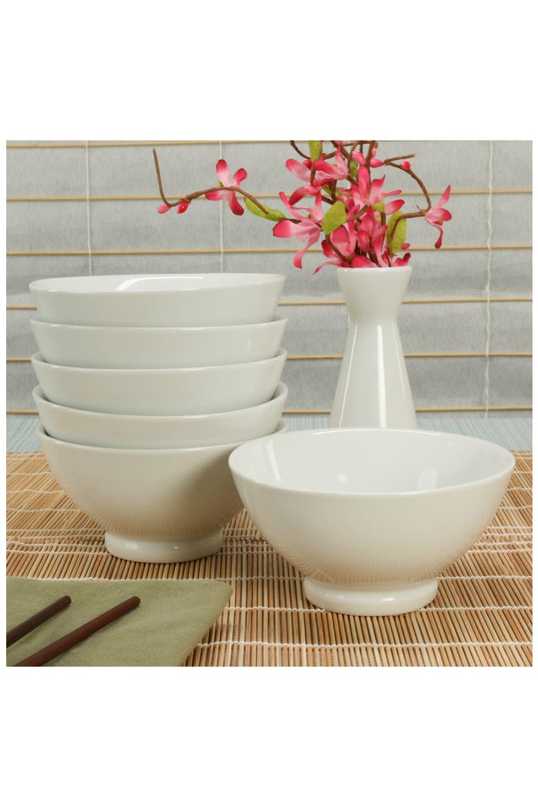 Set of 6 Rice Bowls, Alternate, color, WHITE