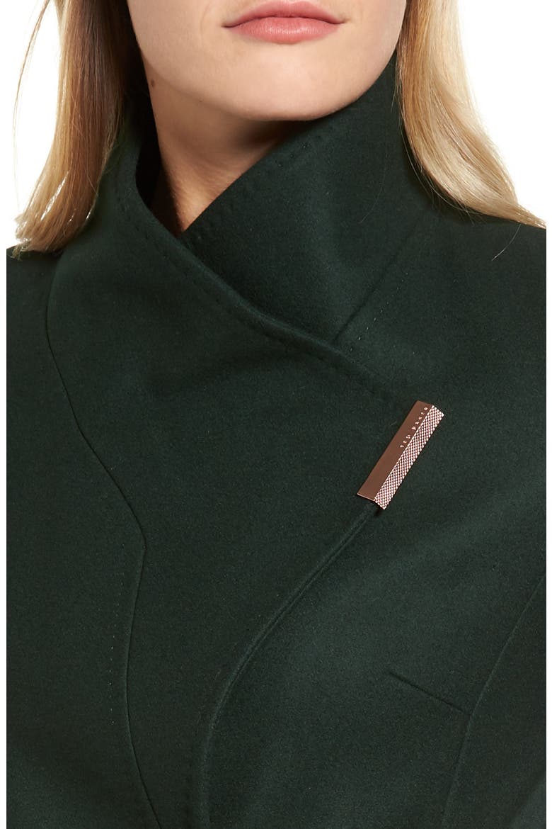 Wool Blend Long Wrap Coat, Alternate, color, DARK GREEN