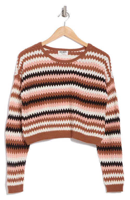 Nyc Knits By The Sweater Dept Stripe Crop Pullover Sweater In Rust Combo