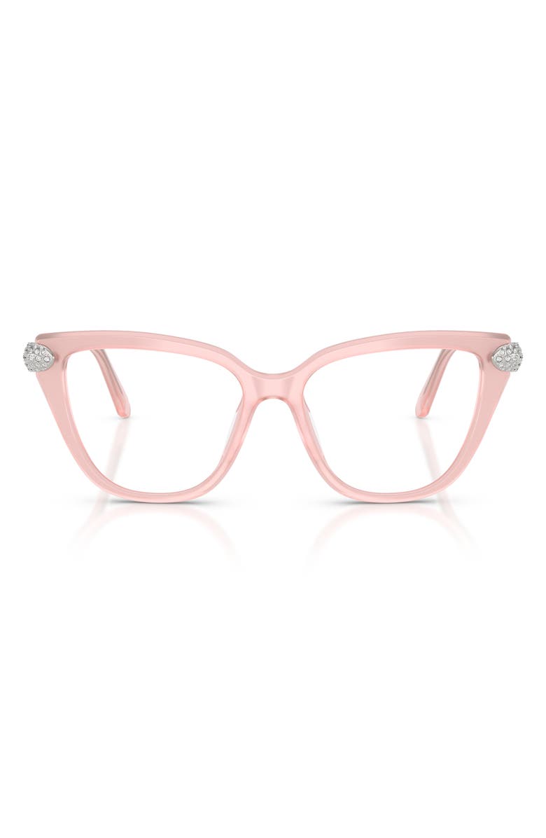 Swarovski 54mm Cat Eye Optical Glasses, Main, color, Milky Pink/ Demo Lens