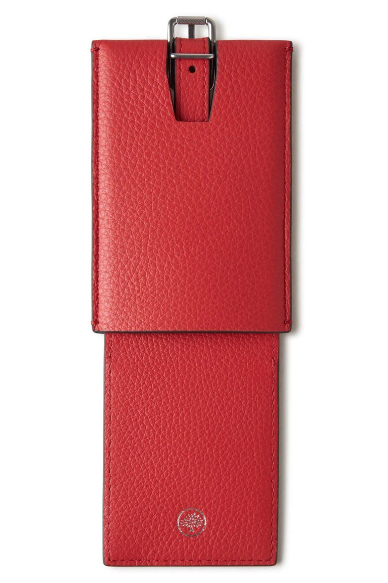 Leather Luggage Tag, Alternate, color, HIBISCUS RED