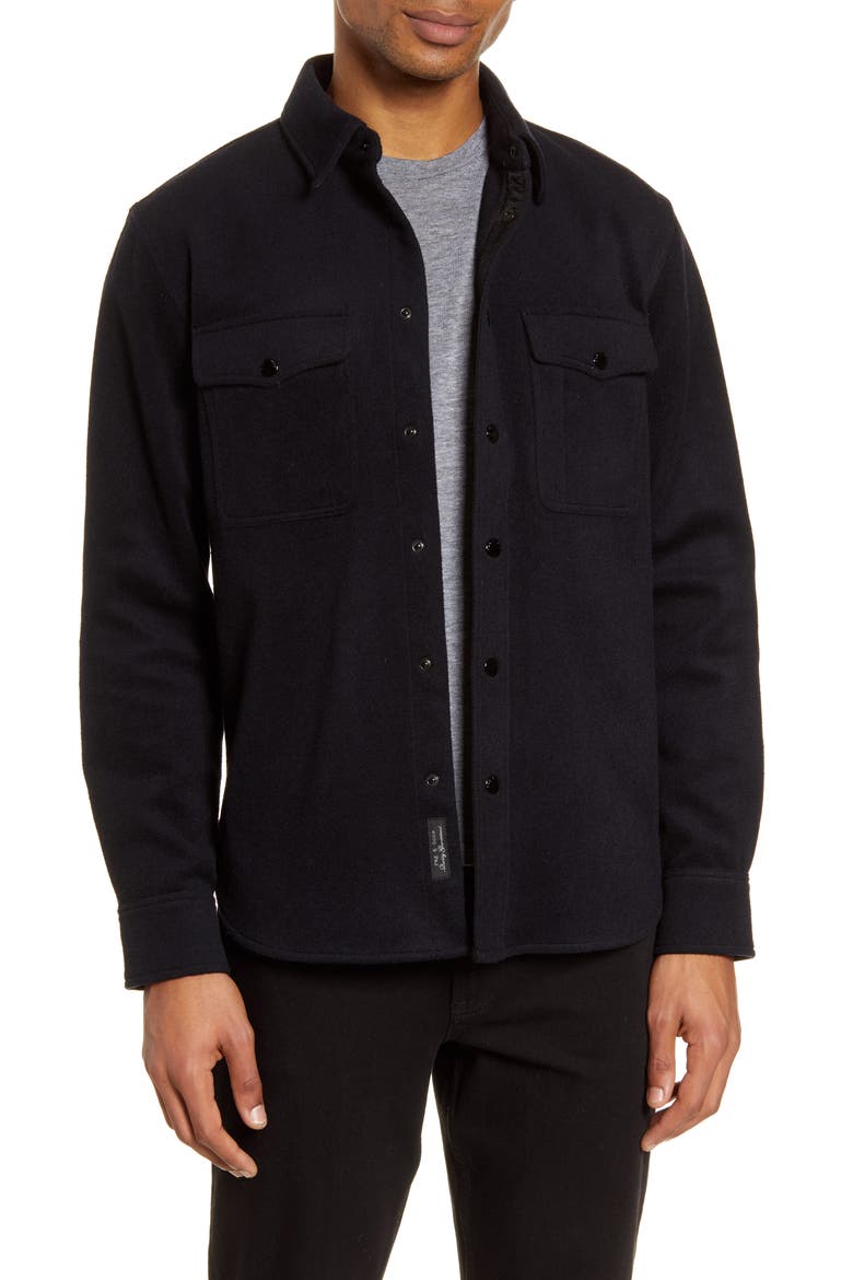 Jack Slim Fit Wool Blend Shirt Jacket, Main, color, NAVY/BLACK