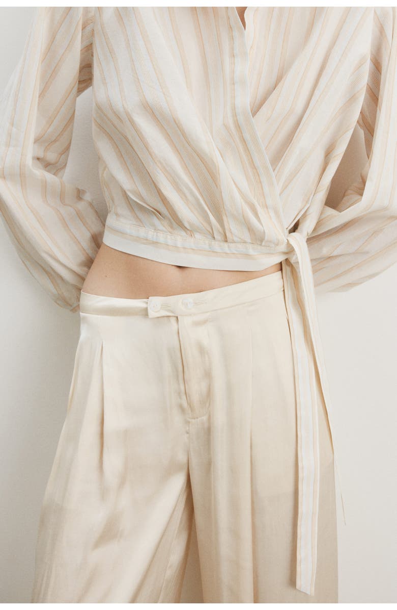 H&M Cotton Wrap Shirt, Alternate, color, Cream/Striped