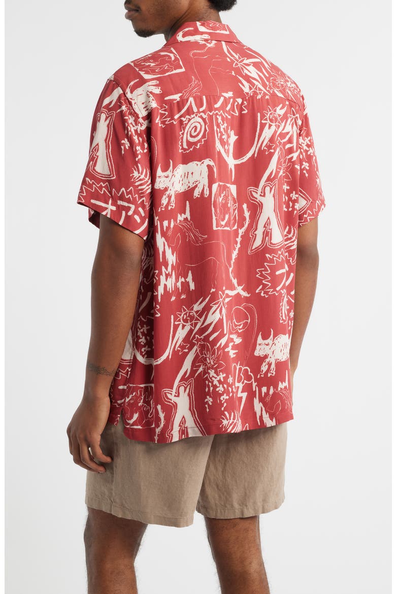 Gensou Rocco Camp Shirt, Alternate, color, RED
