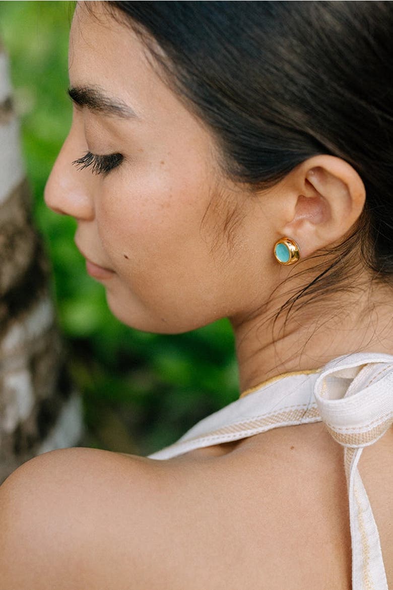 Sculpted Porcelain Studs, Alternate, color, Turquoise