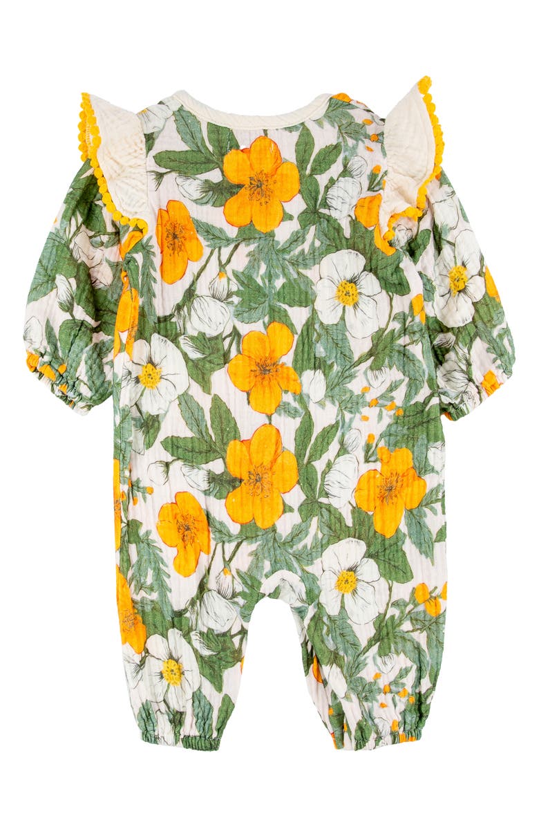 Miki Miette Ada Floral Cotton Ruffle Romper, Alternate, color, 