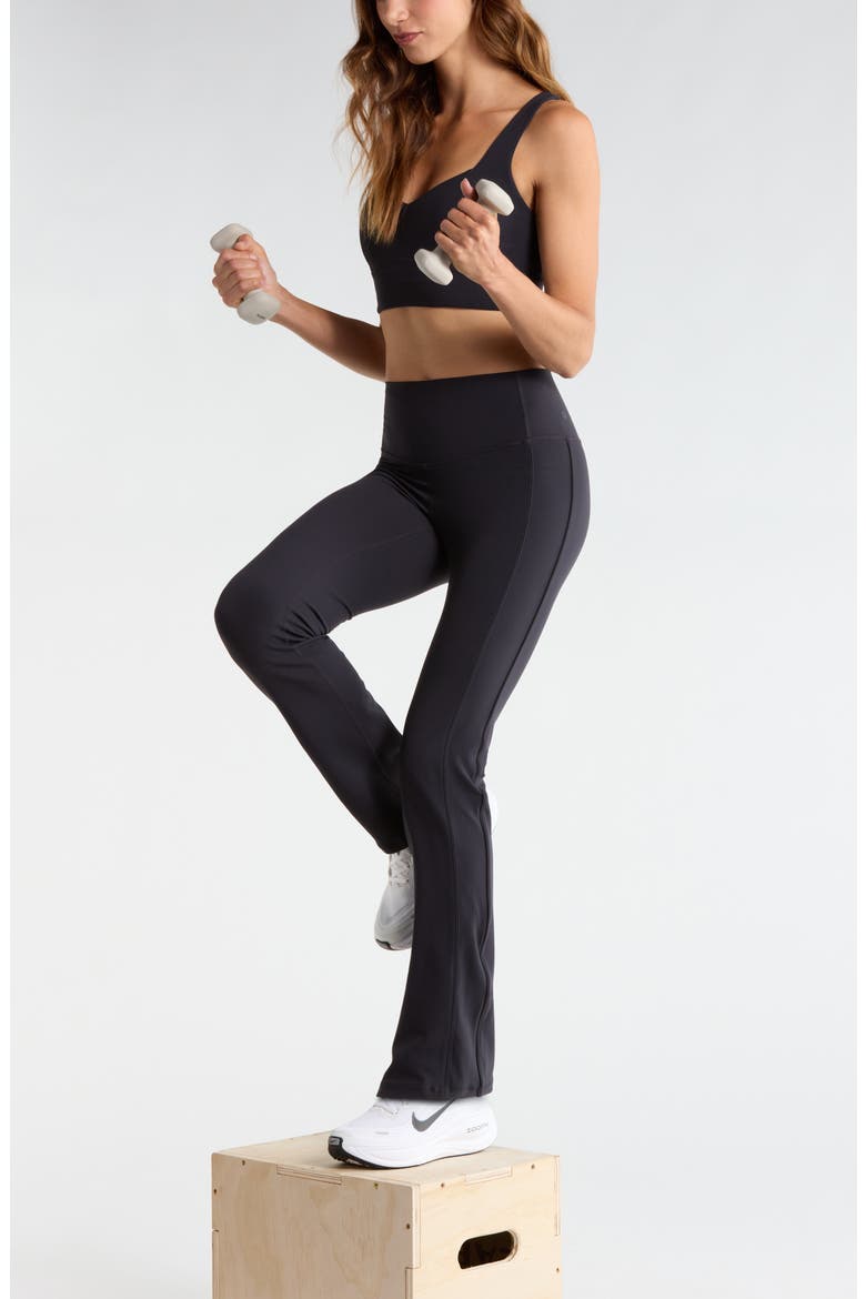 Studio Luxe Piped Bootcut Leggings, Alternate, color, BLACK
