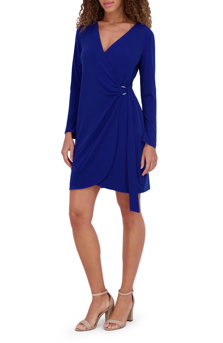 Kensie Long Sleeve Jersey Wrap Dress, Alternate, color, Cobalt