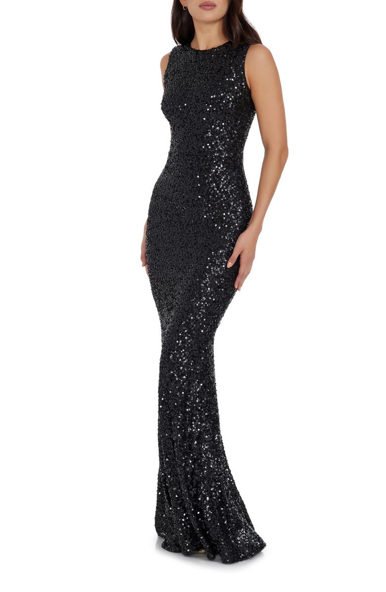 Dress the Population Leighton Sequin Mermaid Gown, Alternate, color, Jet Black