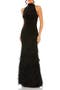 Feather Tiered Detail Jersey Halter Gown
