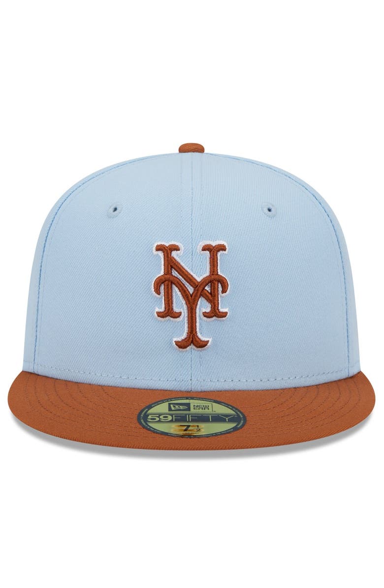 New Era Men's New Era Light Blue/Brown New York Mets Spring Color Basic Two-Tone 59FIFTY Fitted Hat, Alternate, color, 